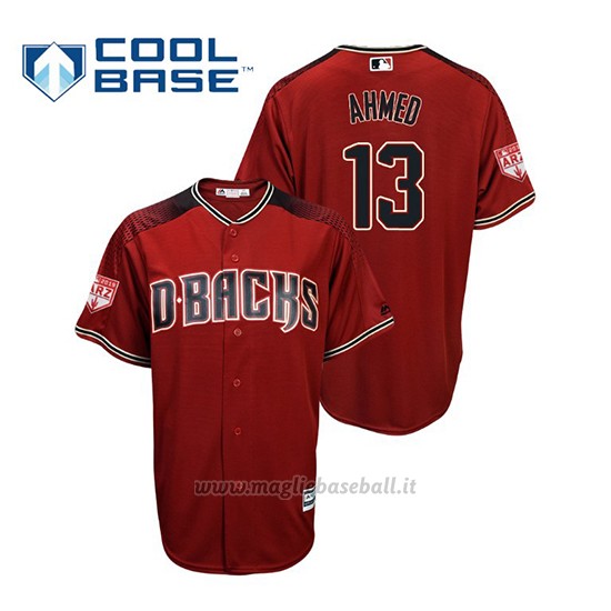 Maglia Baseball Uomo Arizona Diamondbacks Nick Ahmed Cool Base 2019 Entrenamiento De Primavera Rosso